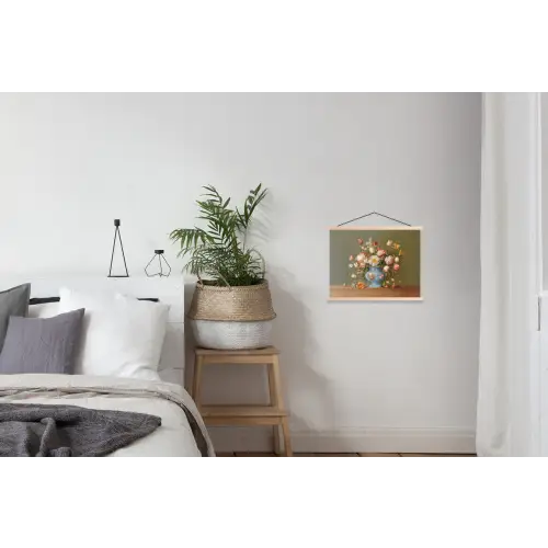 Neutral - Bloemen - Boeket - Vaas textielposter latten blank klein -woonkamer