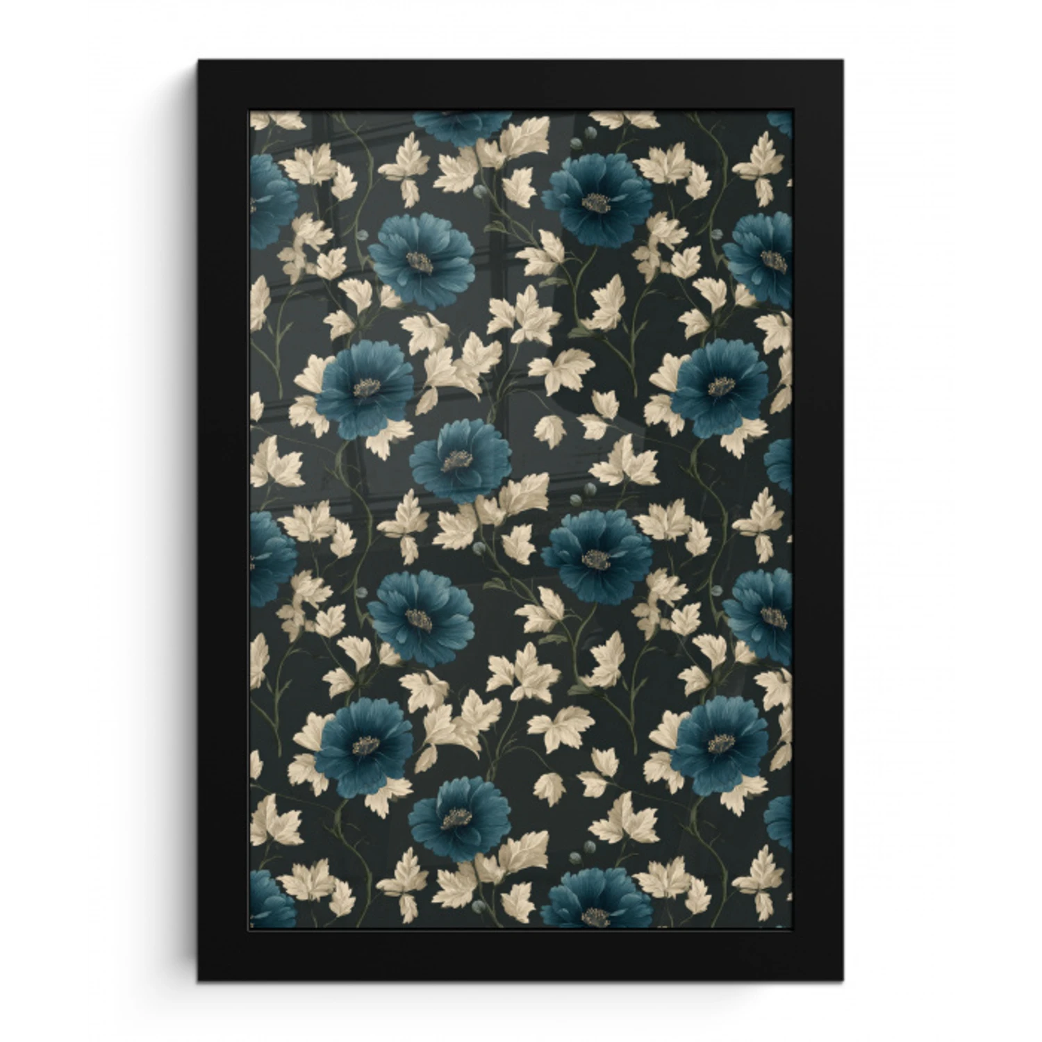 Botanisch - Bloemen - Blauw fotolijst zwart zonder passe partout klein 224 -3d