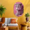 Panter - Luxe - Roze Wandcirkel Ovaal Glas middel -sfeer4