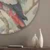 Roze kuifkaketoe - Tak met vruchten - Bladeren Akoestische PET Vilt - Rond klein -sfeer5_closeup