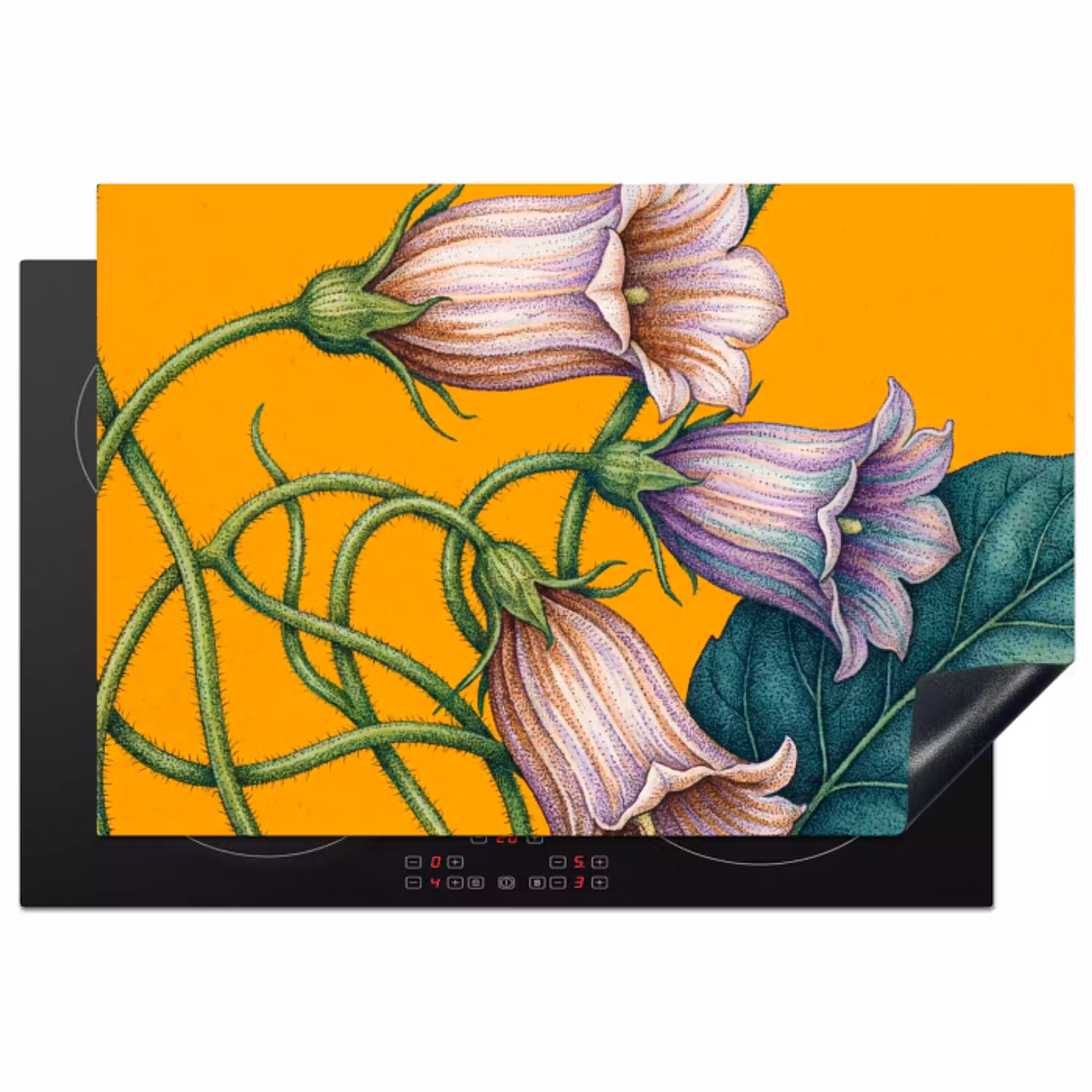Bloemen - Botanisch - Geel Inductie beschermer vinyl 3mm klein -3d