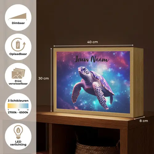 Schildpad - Dier - Galaxy - Ruimte Light Box met batterij (Wandlamp kind) middel -USP_websiteoverzichtNL