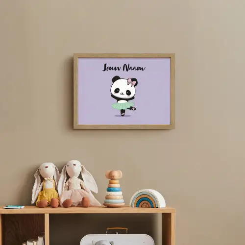 Panda - Paars - Strikje - Kawaii Light Box met batterij (Wandlamp kind) middel -sfeer2_kind