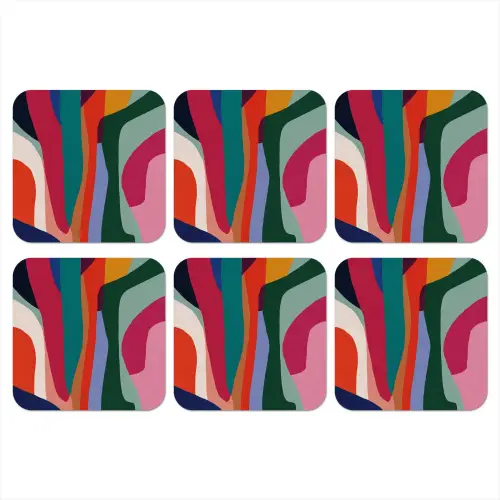 Vormen - Bochten - Kleurrijk - Abstract onderzetter kurk middel -3d