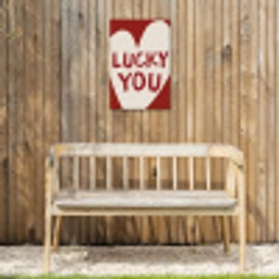 Lucky - Hart - Rood Tuinposter op houten frame 2 cm dik klein -sfeer4