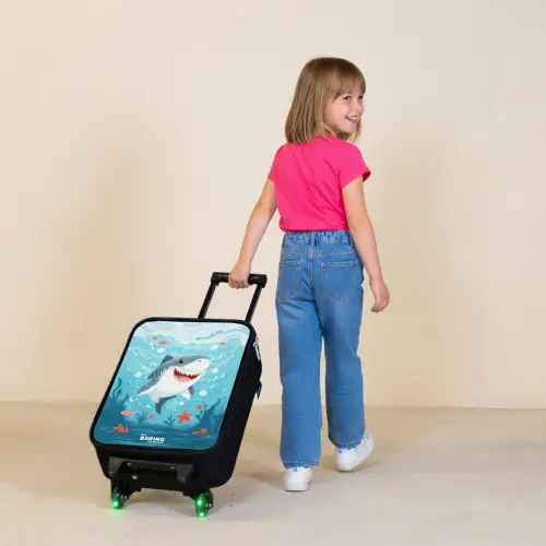 Haai - Water - Zee Kinderkoffer - Zwart klein -sfeer1