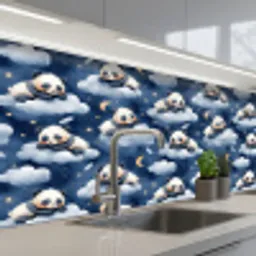 Panda's - Slapen - Blauw keuken achterwand 2 middel 871 -3d_schuin