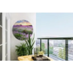 Lavendel - Bloemen - Zonsondergang - Paars - Weide Wandcirkel tuinposter met ringen klein -buiten1
