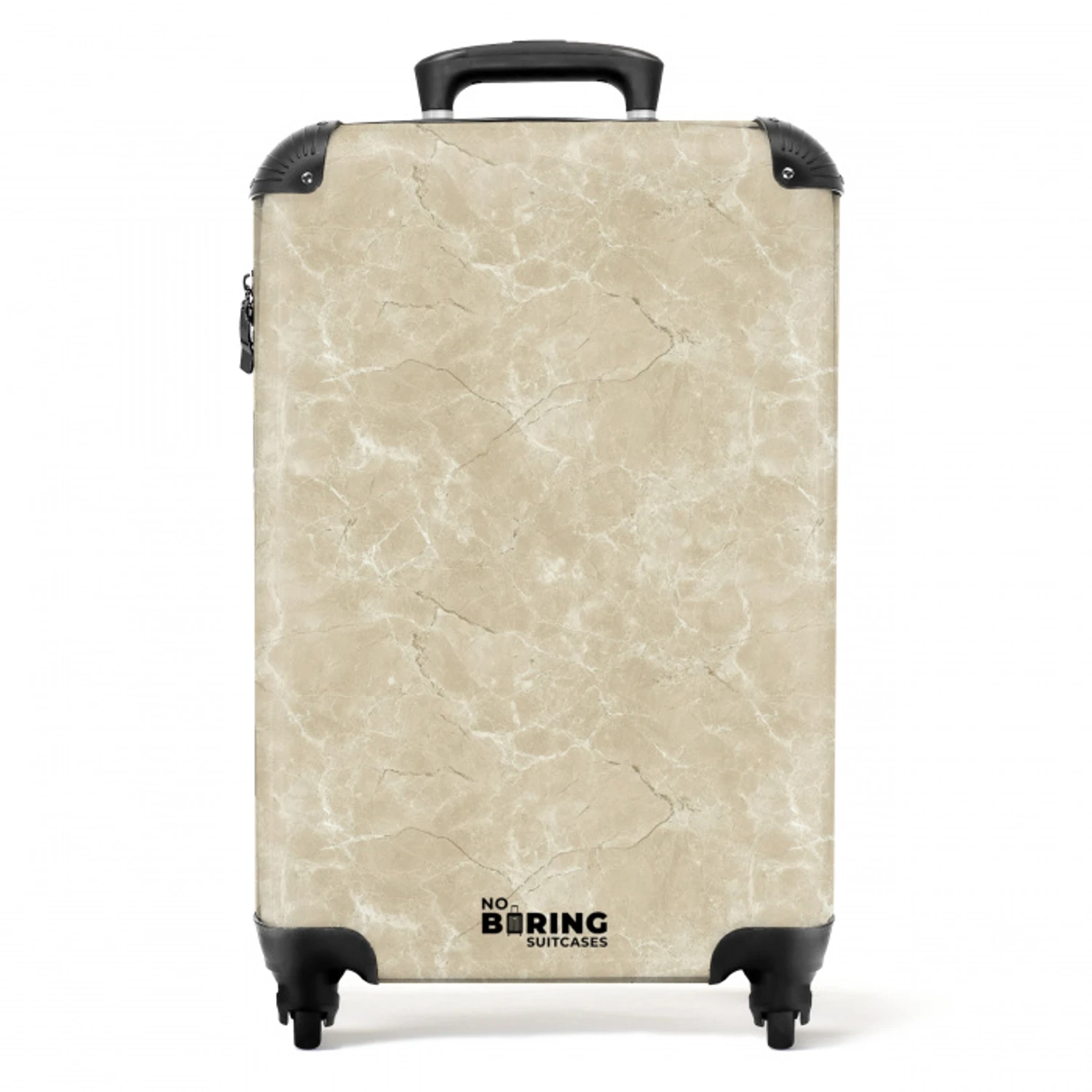 Lichtbeige - Marmer - Diffusie adering NBS - Handbagage koffer - Volwassenen Unisex middel -productfoto_recht