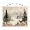 Bos - Herten - Winter - Sneeuw textielposter latten blank klein -3d
