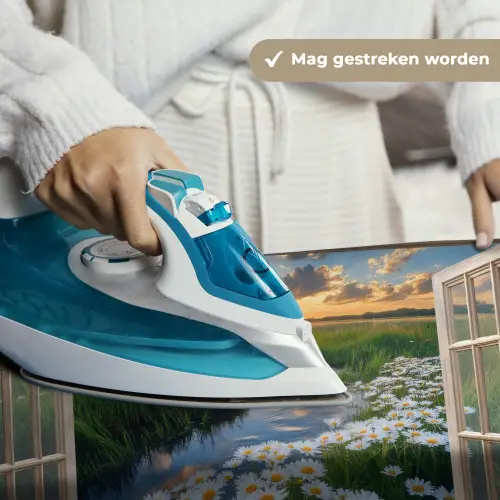 Doorkijk - Landschap - Raam - Water - Zonsondergang Wandkleed katoen klein -sfeer9