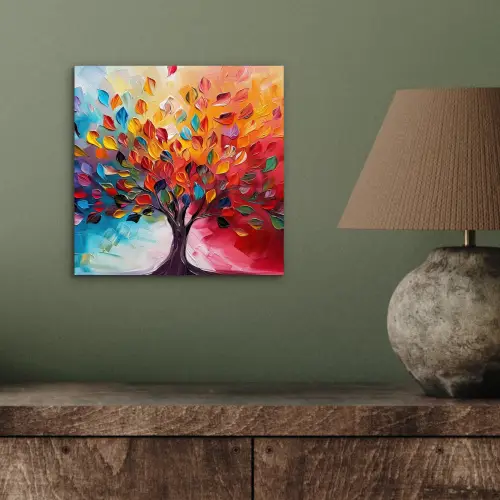 Boom - Levensboom - Kleurrijk - Abstract aluminium wit klein -sfeer2