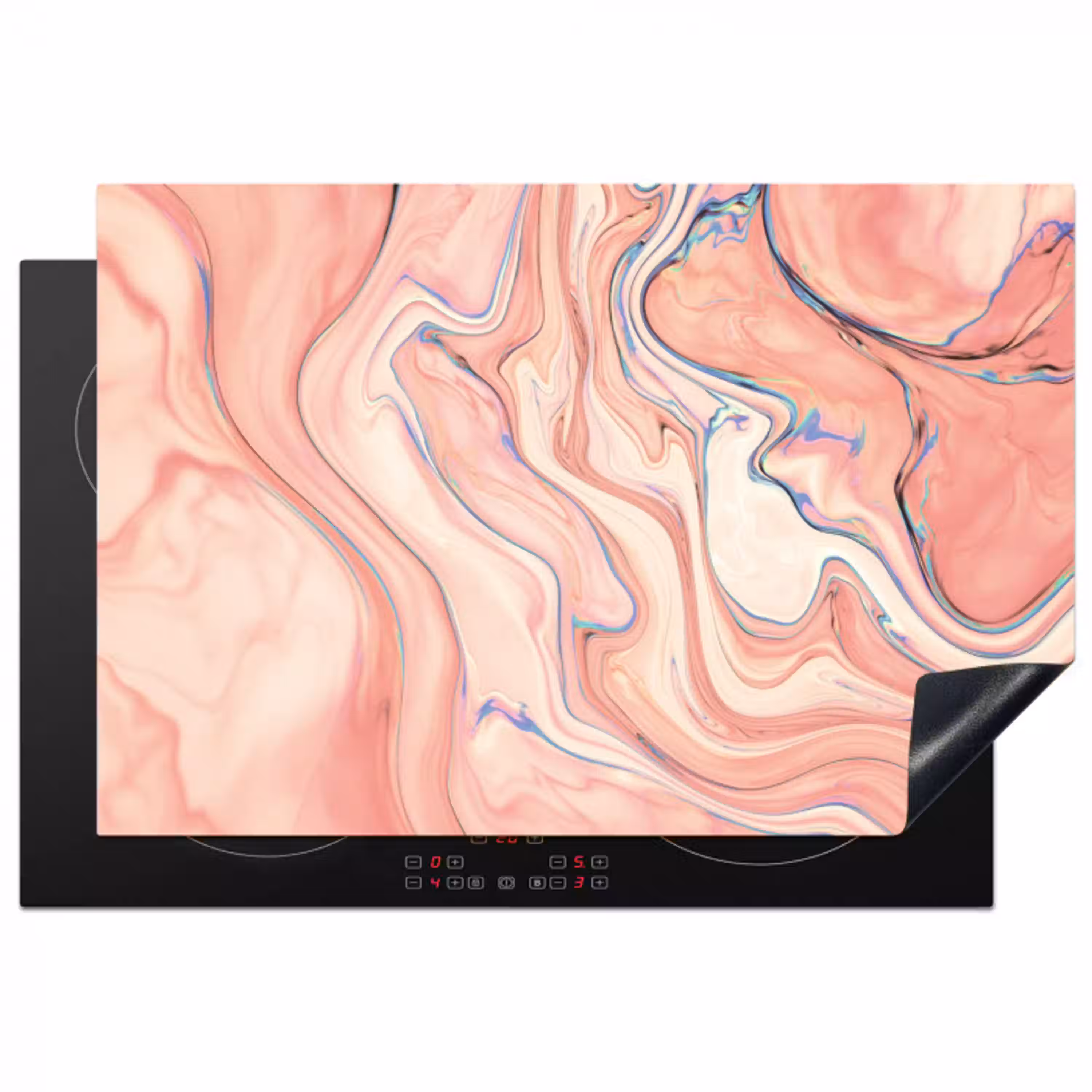 Marmer - Pastel - Roze - Blauw - Marmerlook - Abstract Inductie beschermer vinyl 3mm klein -3d