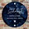 Blauwe bloemen - Sierlijk Naambord Rond klein -sfeer2