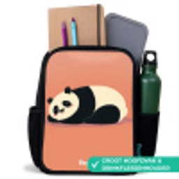Panda - Slapen - Oranje Rugzak - Zwart middel -inhoud_NL