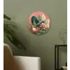 Tropische bladeren - Bloemen - Roze - groen Wandcirkel kunststof plaat 5mm dik klein -sfeer3