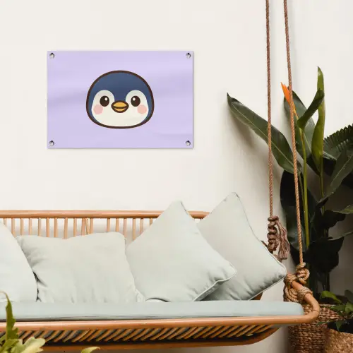Pinguïn - Paars - Schattig tuinposter los doek klein -sfeer7