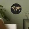 Wereldkaart - Beige - Zwart Akoestische PET Vilt - Rond klein -sfeer2