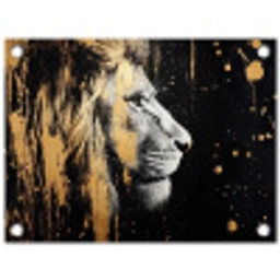 Portret - Leeuw - Abstract - Goud tuinposter los doek klein -3d
