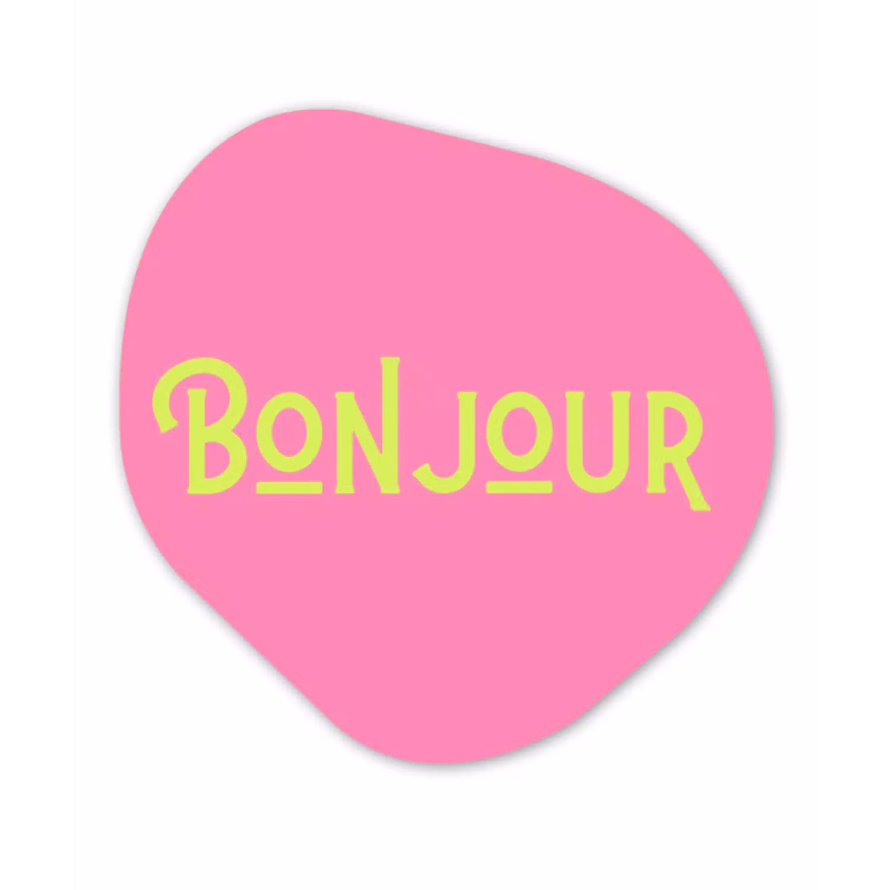 Roze - Groen - Bonjour - Art Wandcirkel Organisch Forex 3mm klein -3d