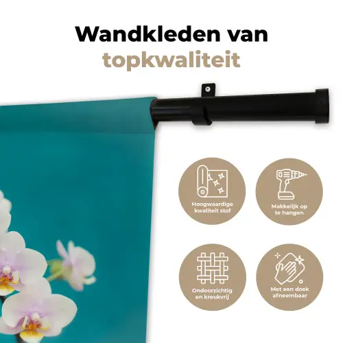 Orchidee - Bloemen - Plant - Wit - Paars Wandkleed katoen klein -sfeer2