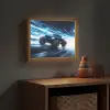 Monstertruck - Blauw - Neon - Lichten Light Box met batterij (Wandlamp kind) middel -sfeer5_kind