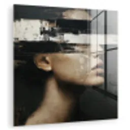 Gezicht - Vrouw - Zwart - Abstract plexiglas 5mm klein -zzzproduct_nieuw
