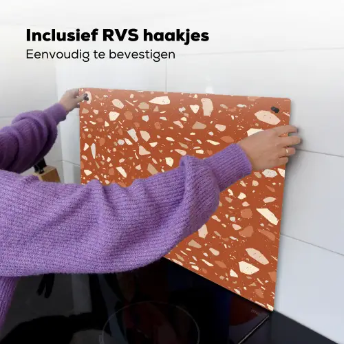 Terrazzo - Patroon - Klei Inductie beschemer met haakjes klein 777 -ky-ophangen-nl