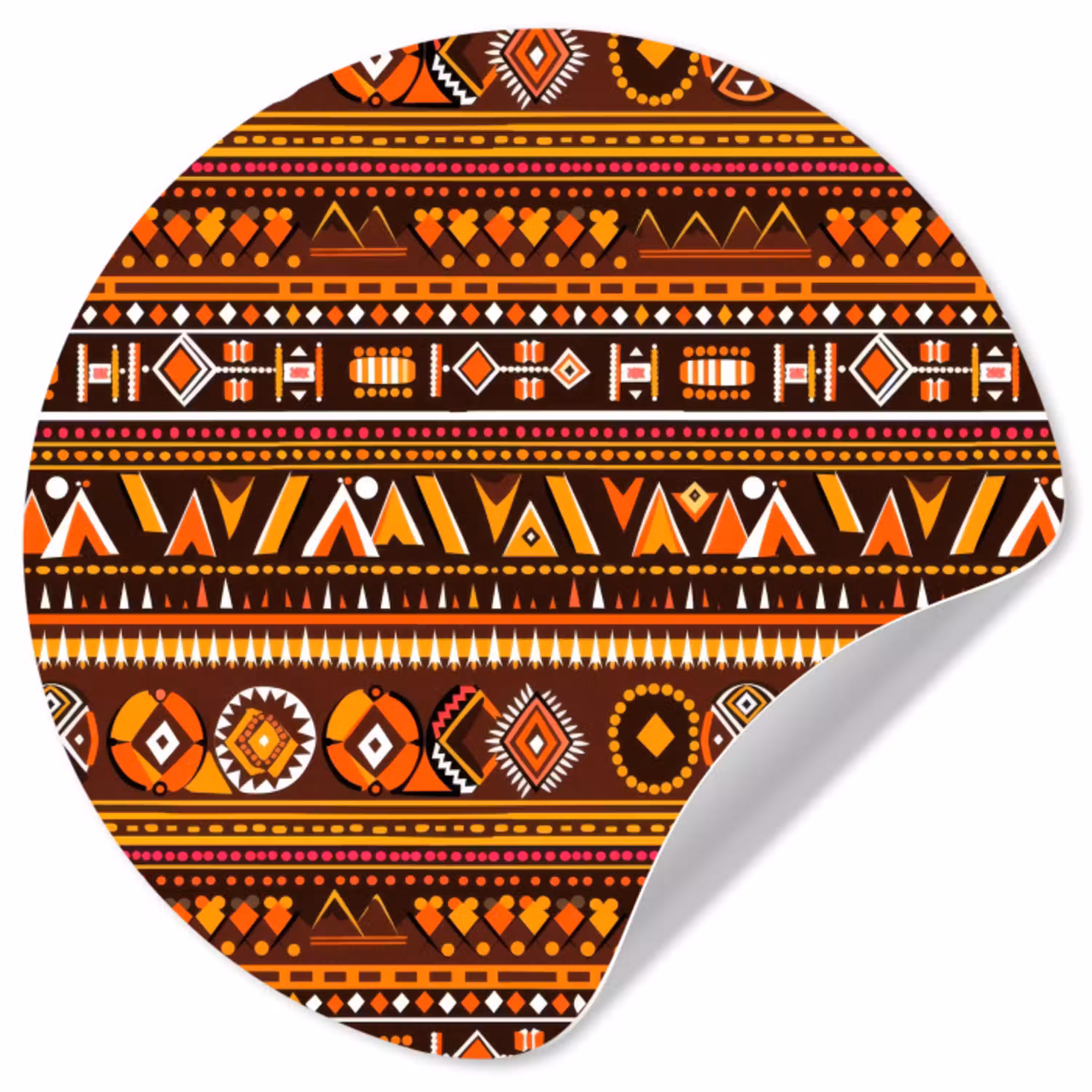 Oranje - Etnisch - Tribaal - Geometrisch - Patroon Wandcirkel behangsticker klein 186 -3d