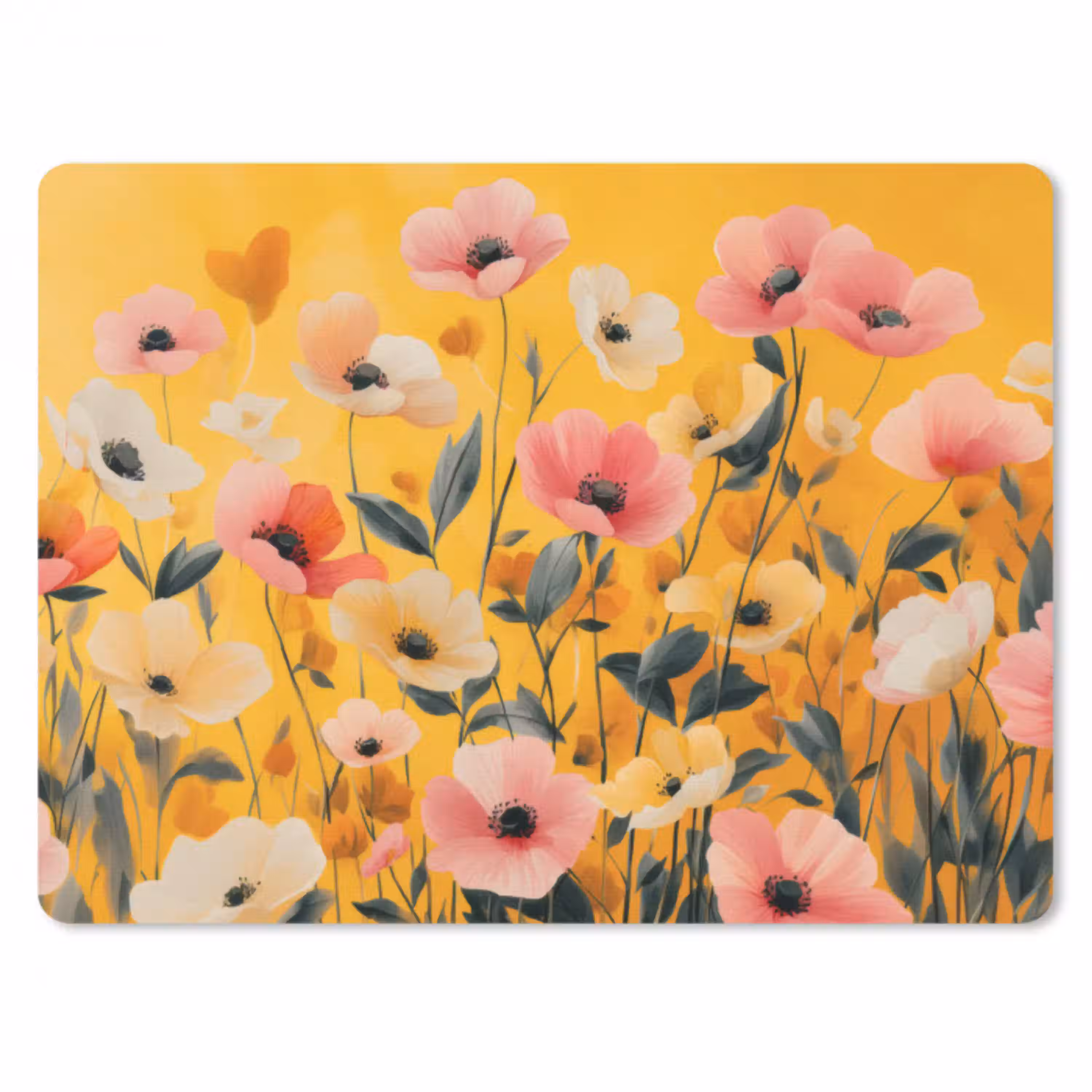 Bloemen - Veld - Geel muismat rubber klein -3d