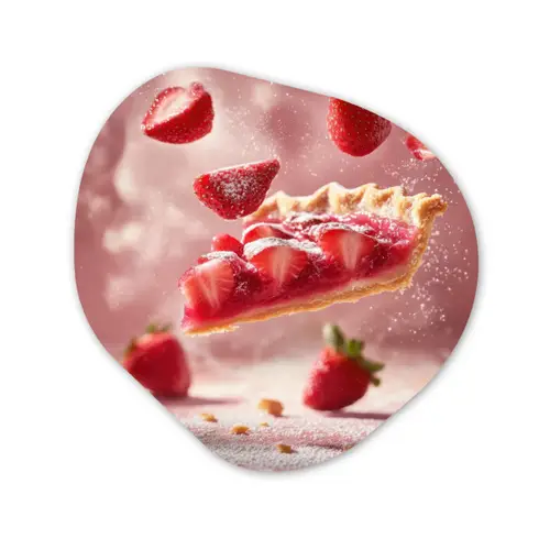 Aardbei - Taart- Eten - Roze Wandcirkel Organisch Aluminium middel -3d