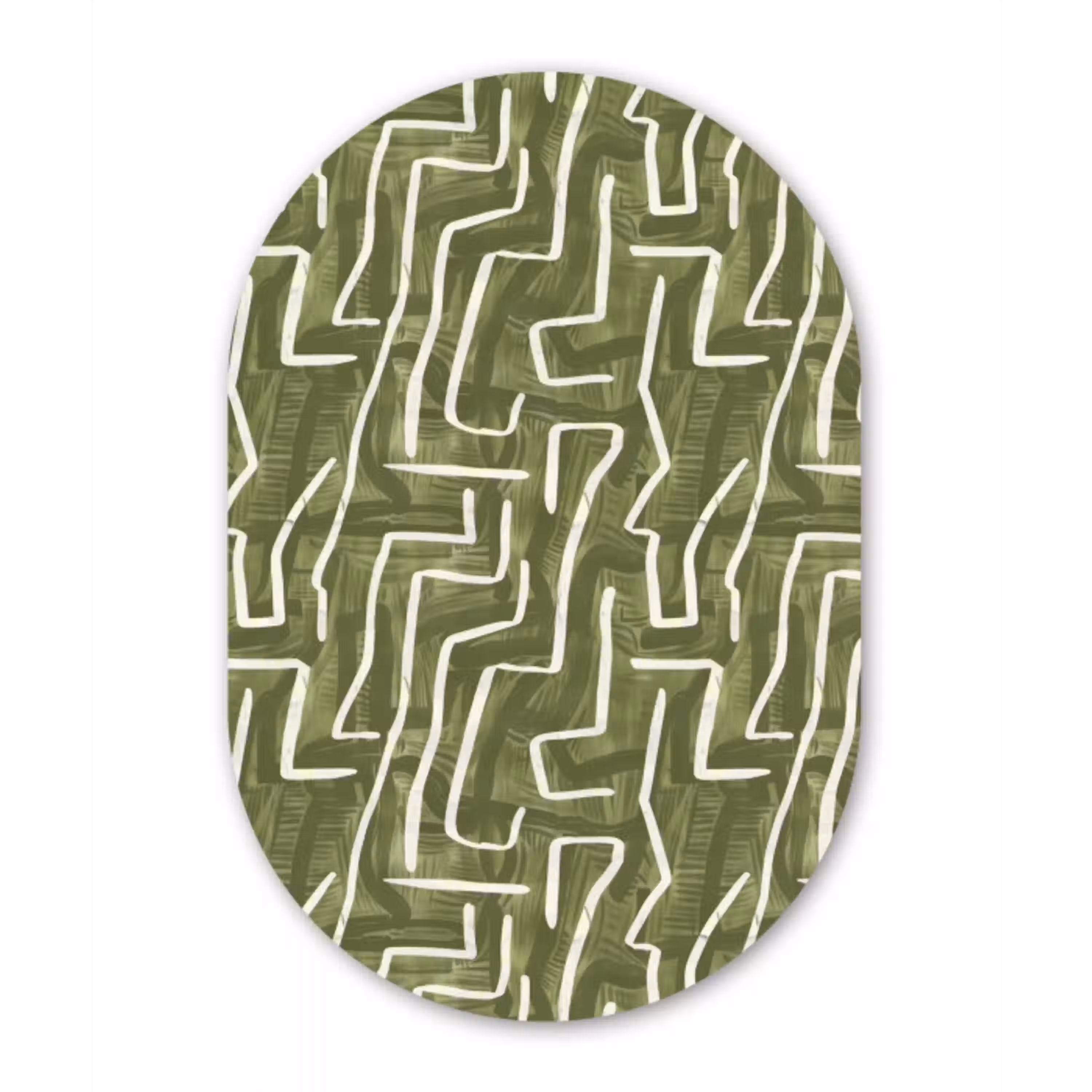 Groen - Abstract - Penseelstreken - Patroon Wandcirkel Ovaal Glas middel 847 -3d