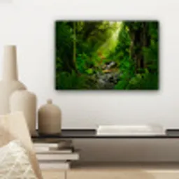 Jungle - Water - Bladeren - Zon - Natuur canvas 2cm klein -sfeer6