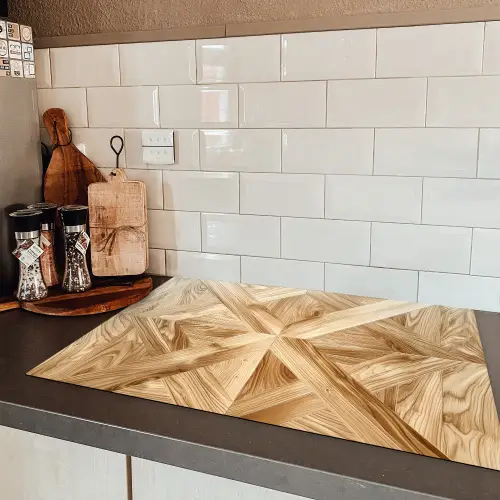 Verschillende Houtnerven in Visgraatpatroon Inductie beschermer vinyl 3mm klein -sfeer3