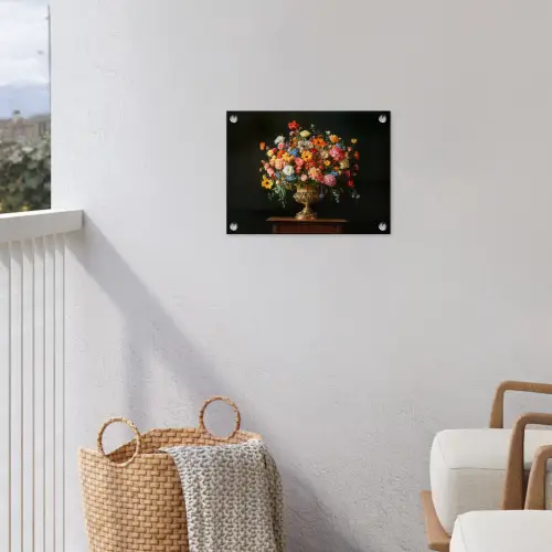 Goud - Bloemen - Kleuren - Vaas tuinposter los doek klein -sfeer8