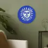Zon - Gezicht - Penseelstructuur - Blauw Akoestische PET Vilt - Rond klein -sfeer2