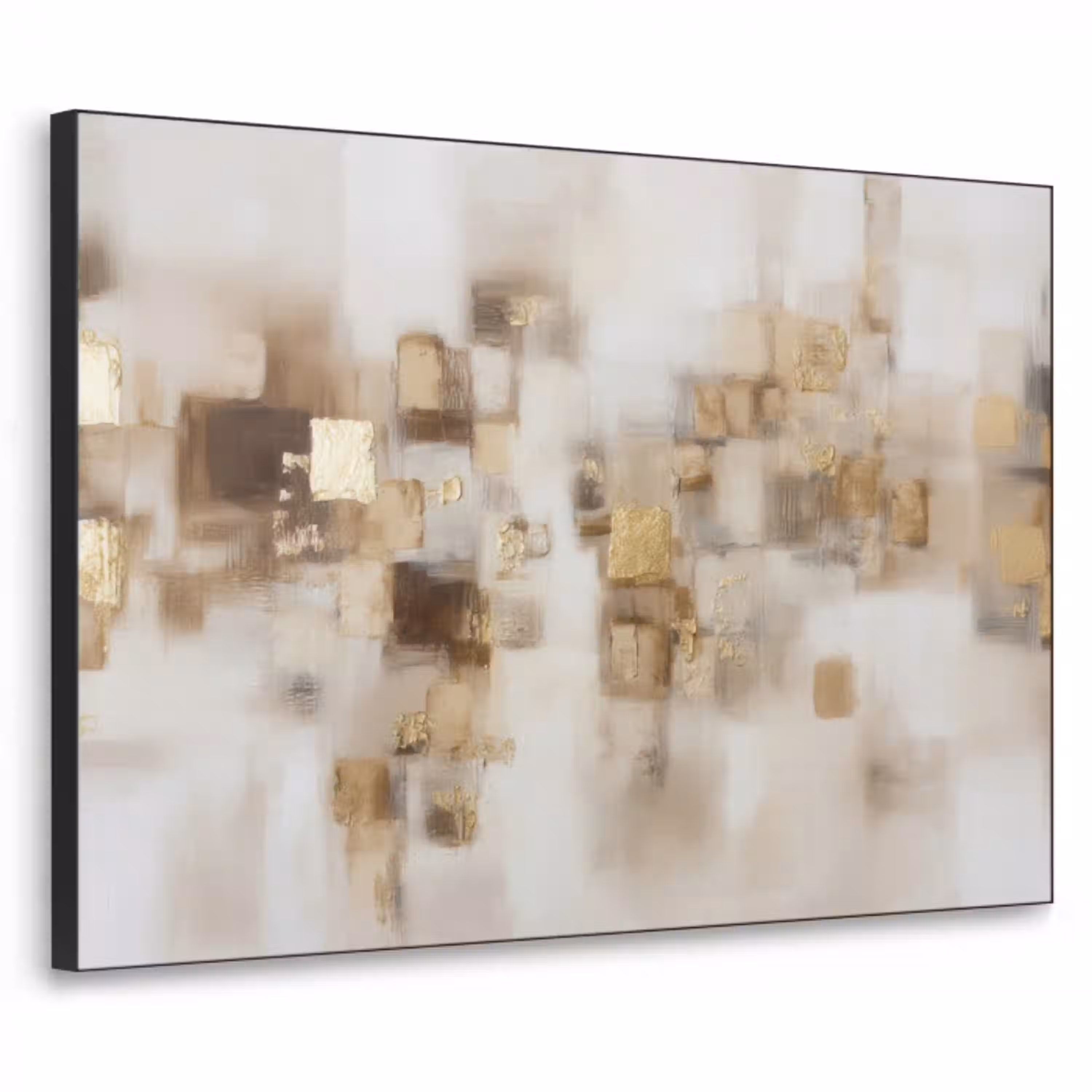 Abstracte vierkanten - Aardetonen - Mistig Textielframe - compleet frame klein -3d
