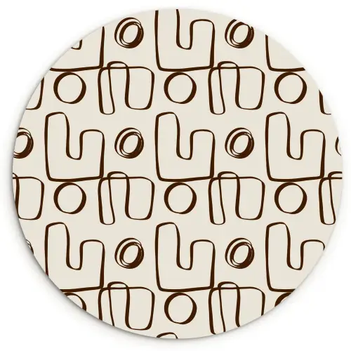 Lijnen - Beige - Patroon - Donkerbruin Wandcirkel plexiglas klein 852 -3d