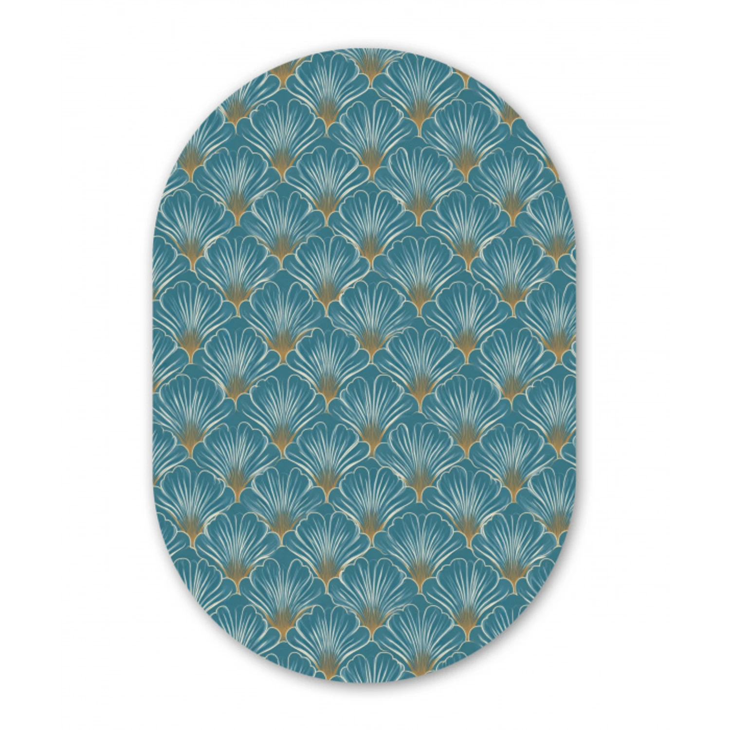 Symmetrisch - Patroon - Blauw Wandcirkel Ovaal Aluminium middel 839 -3d