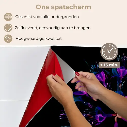 Bloem - Paars - Blauw - Macro - Zwart keuken achterwand spatscherm klein -spatscherm_NL