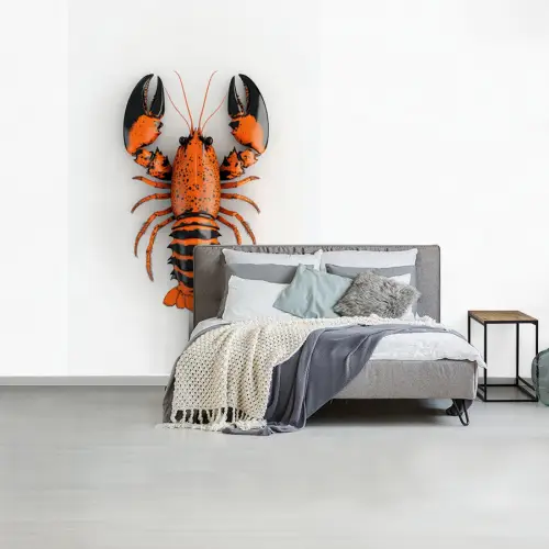 Kreeft - Zwart - Oranje - Wit - Uniek fotobehang vinyl groot -slaapkamer