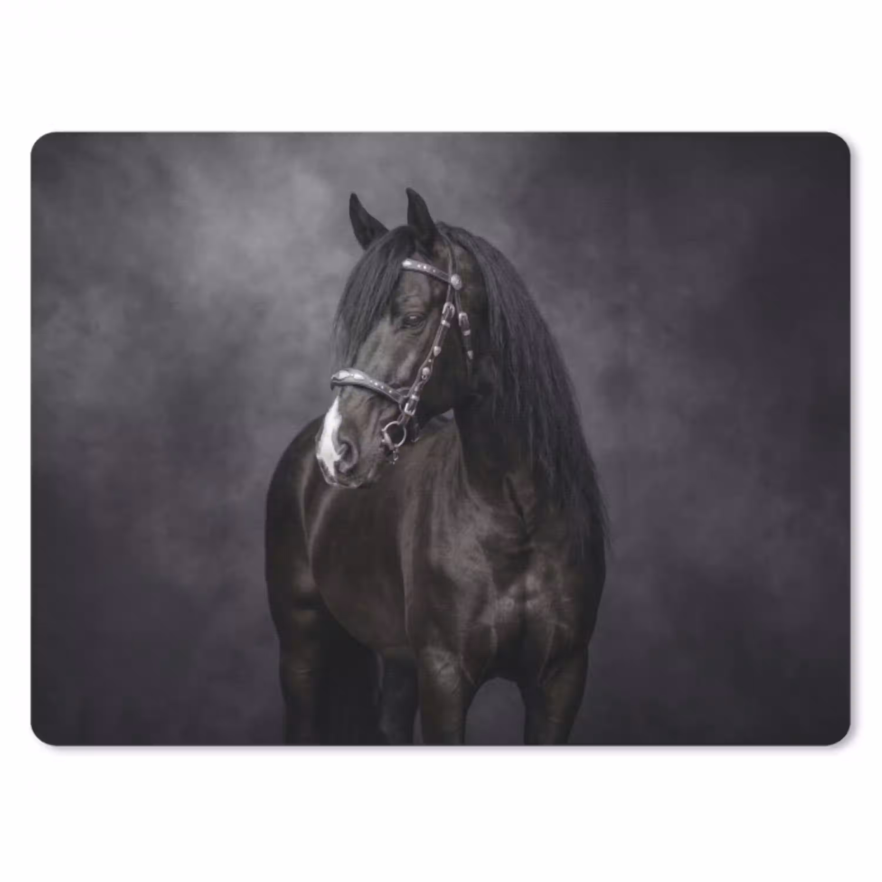 Portret - Paard - Zwart muismat rubber klein -3d