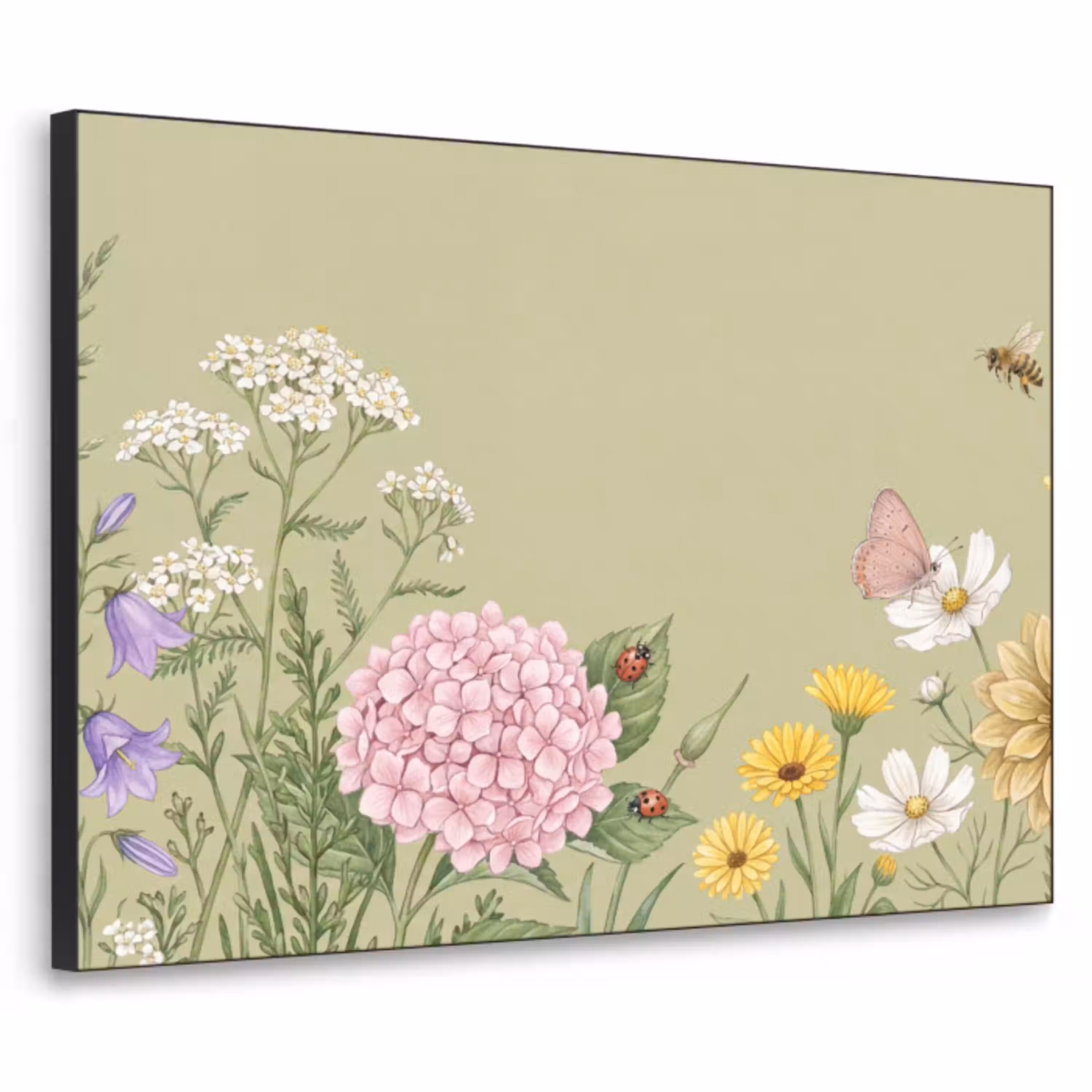 Botanisch - Bloemen - Kleurrijk Textielframe zwart klein -3d