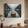 Boot - Bergen - Natuur - Water Textielframe zwart klein -sfeer3