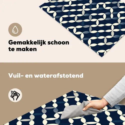 Abstract - Patroon - Blauw Inductie beschemer met haakjes klein 777 -ky-schoon-nl
