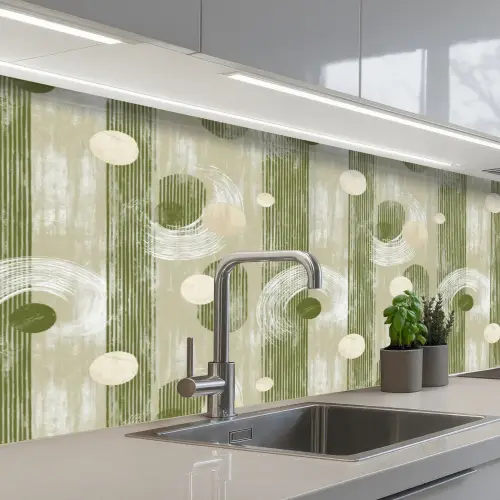Artistiek - Modern - Groen keuken achterwand 2 middel 871 -3d_schuin