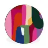 Kleurvakken - Recht - Rond - Abstract Wandcirkel aluminium klein -3d