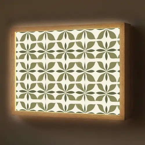 Botanisch - Retro - Groen Light Box met batterij (Wandlamp) middel 907 -z3d_website