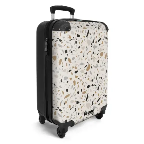 Terrazzo patroon natuurlijk beige NBS - Handbagage koffer - Kinderen Unisex middel -productfoto_3d