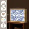 Cirkels - Bloemen - Blauw Light Box met batterij (Wandlamp) middel 907 -USP_websiteoverzichtNL